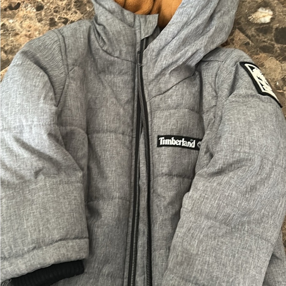 Timberland Kids Gray Hooded Puffer Jacket